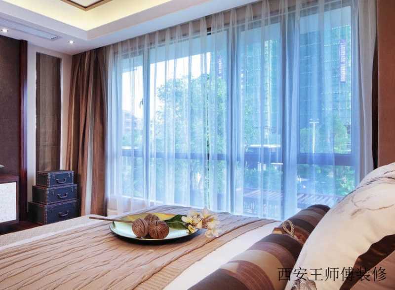 东南亚风格家居卧室窗帘配置效果图