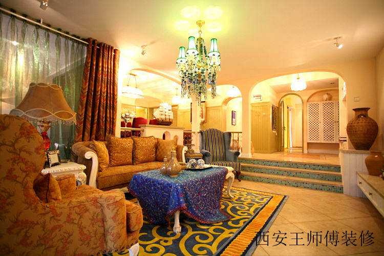 优雅浪漫地中海风格设计家居室内拱形垭口隔断图