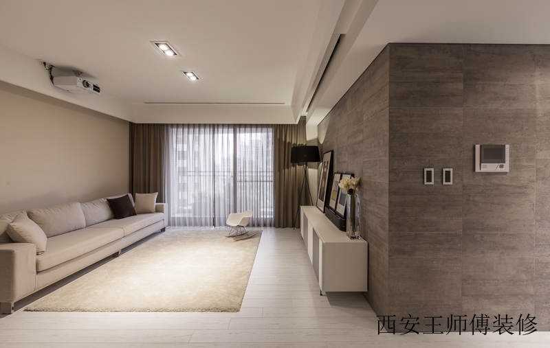 素色现代简约客厅整体效果图