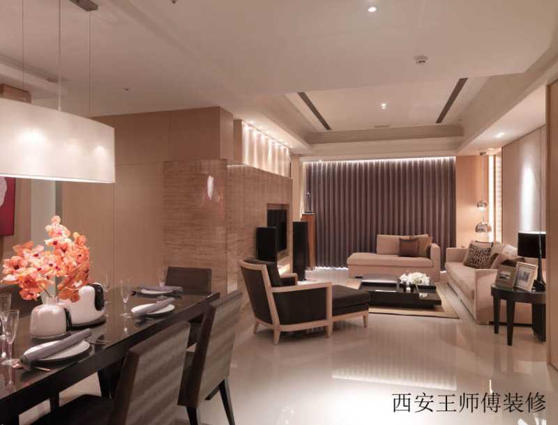 时尚简约裸色客厅效果图