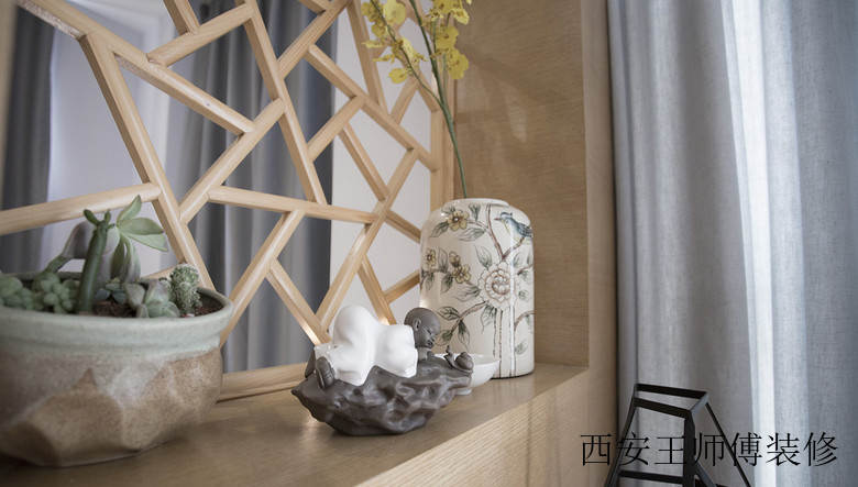 简约日式风格家居室内花盆装饰品放置图