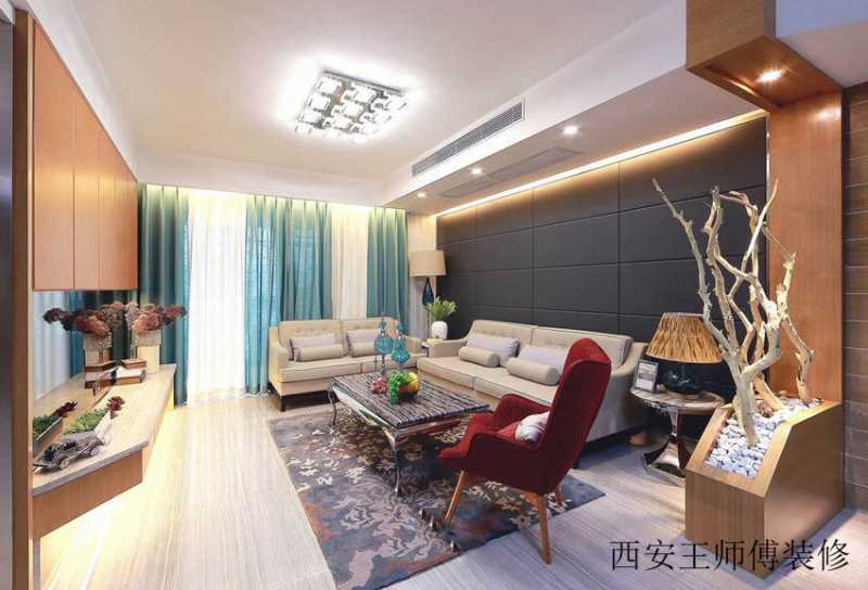 时尚混搭现代装修客厅整体图