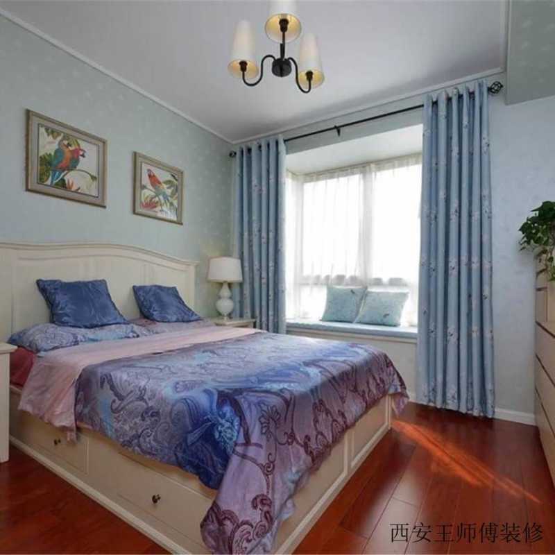 唯美美式风格卧室窗帘装饰图
