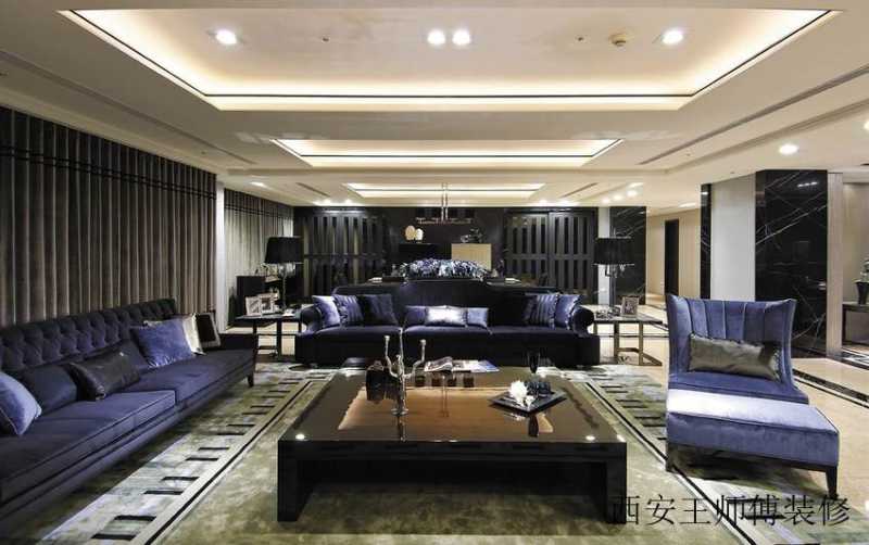 黑紫色现代餐客厅吊顶效果图
