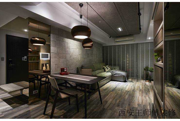 现代自然风餐客厅一体效果图