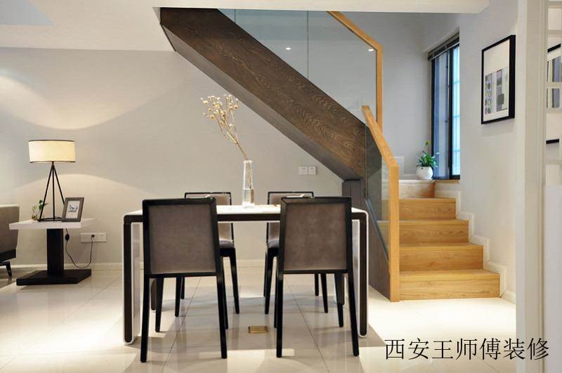 复式餐厅宜家风格设计四人餐桌椅布置效果图