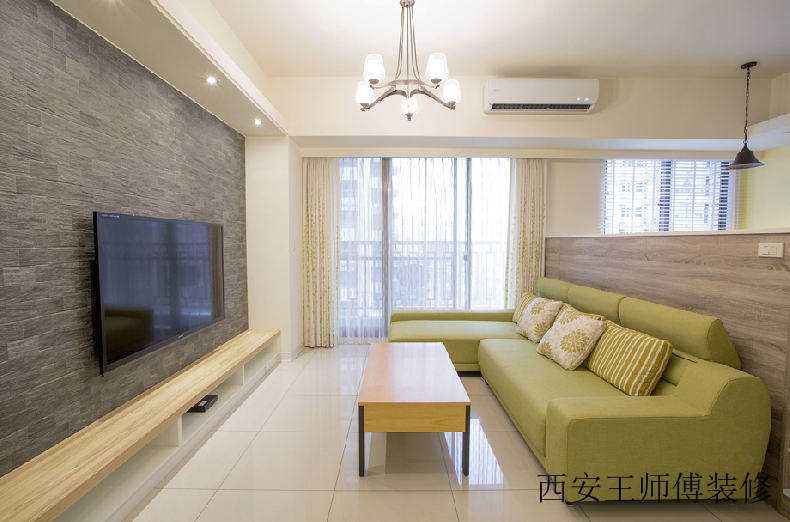 清新简约装修客厅样板间