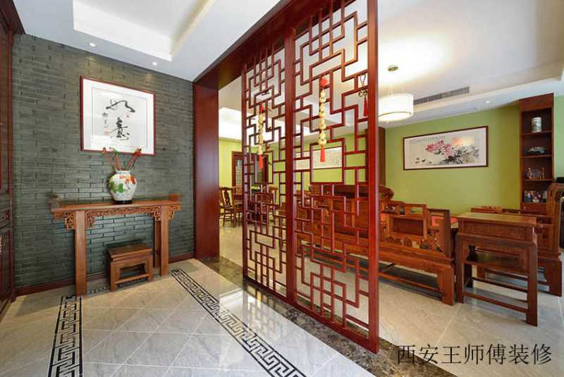 古典中式风格玄关窗棂半隔断装饰效果图