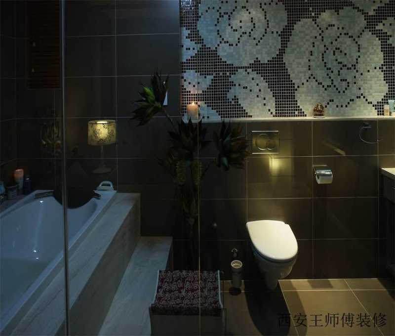 素雅别致现代卫生间马赛克墙砖装饰图