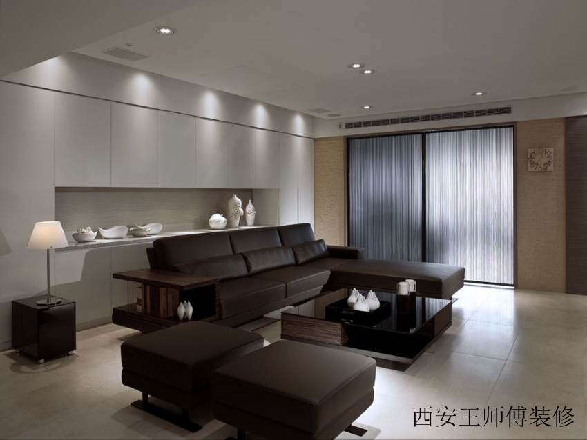 沉稳现代客厅沙发摆放效果图