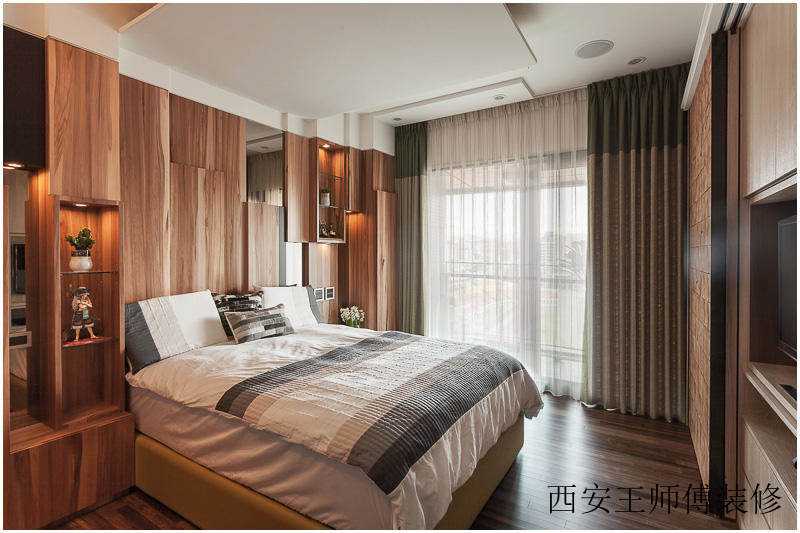 时尚现代装修 卧室实木背景墙设计