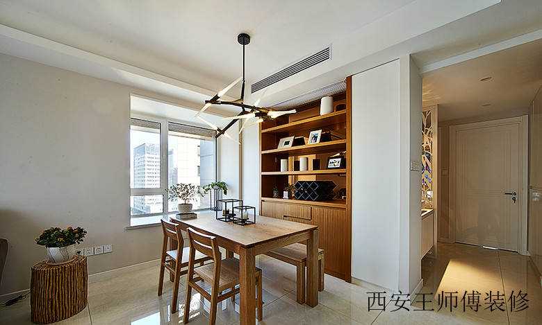 现代简约原木风餐厅效果图