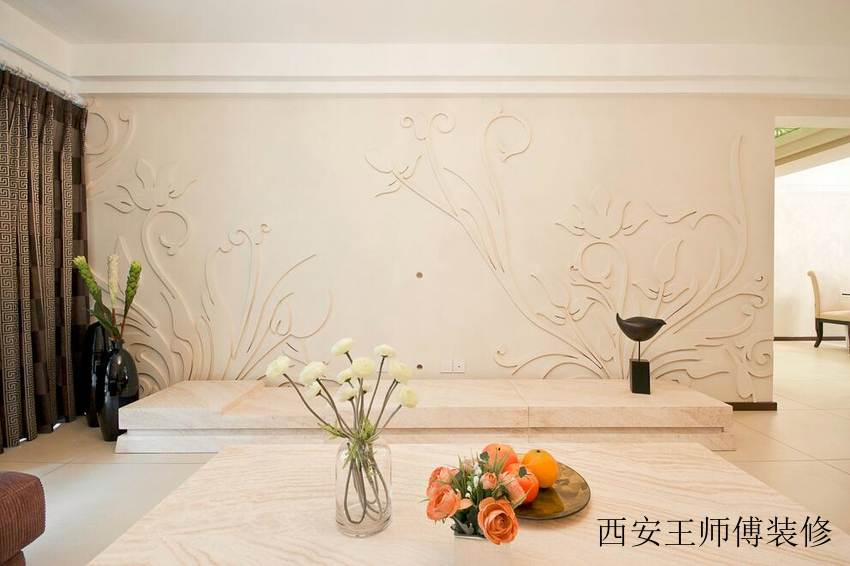 时尚简约石雕背景墙效果图