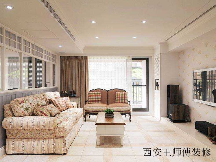 美式田园乡村客厅布艺沙发图