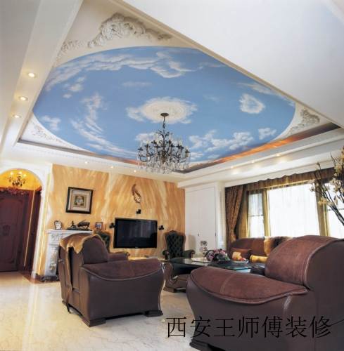 豪华欧式别墅客厅吊顶鉴赏