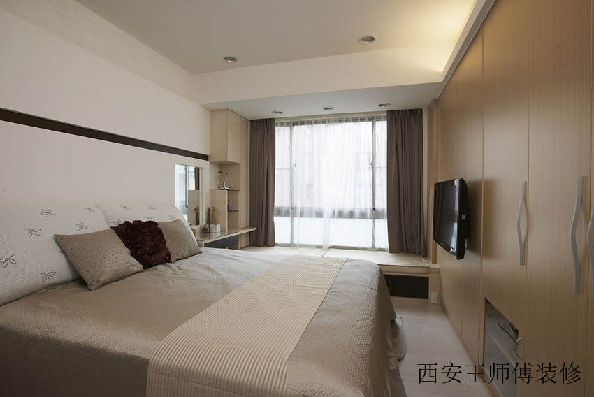 朴素清新时尚现代小户型卧室设计装潢图