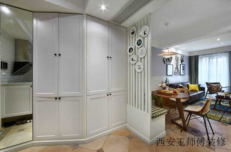 创意简约美式厨房餐厅隔断墙效果图