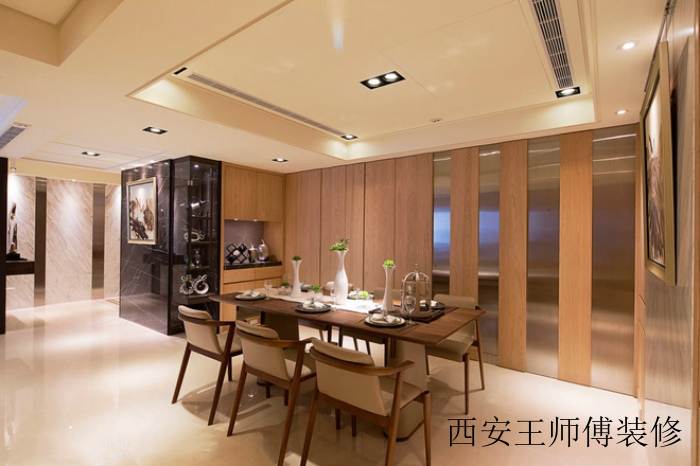 现代餐厅原木装饰欣赏图