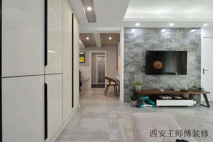 文艺现代混搭电视背景墙效果图