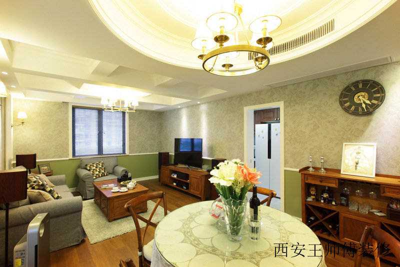 清新美式田园风格公寓室内装潢效果图