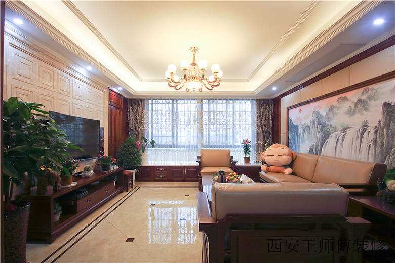 庄重高雅新古典红木中式三居设计装潢图