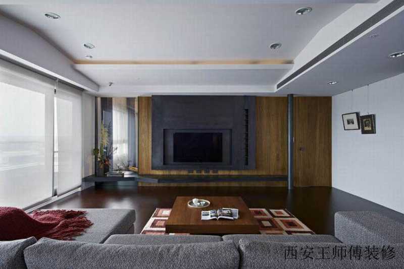 复古现代简约客厅 电视背景墙实例图