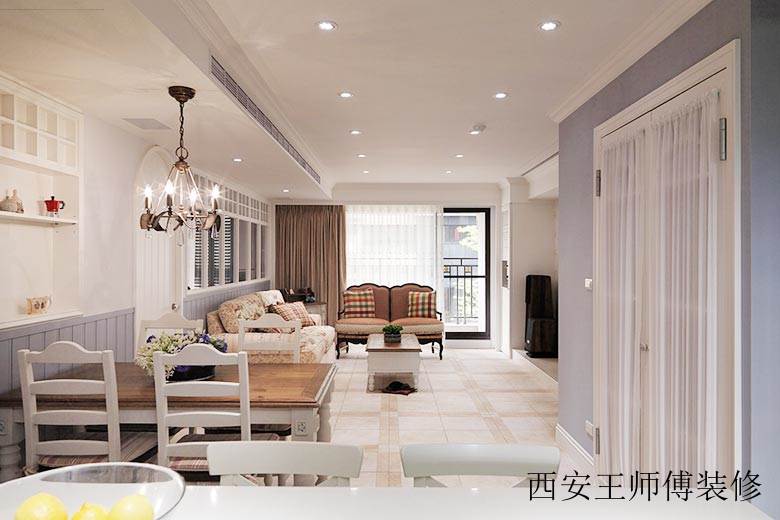 美式乡村客餐厅吊顶效果图