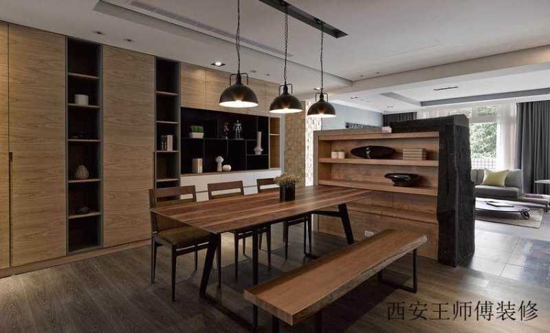现代宜家餐厅实木家具装饰图