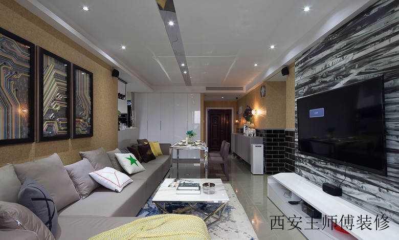 时尚现代三居 客餐厅吊顶效果图