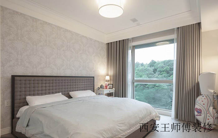 时尚浅灰色现代风 卧室背景墙设计