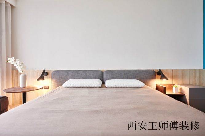 清新原木简约卧室床头壁灯装潢案例图