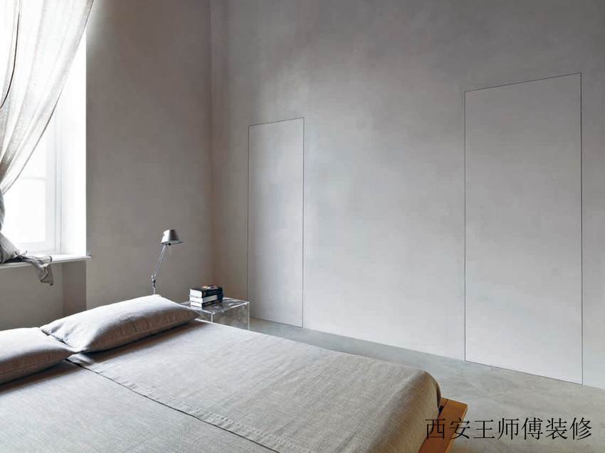 素雅卧室隐形门背景墙设计效果图