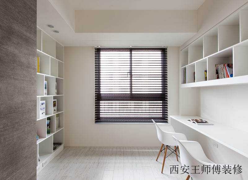 时尚简约白色书房装饰图