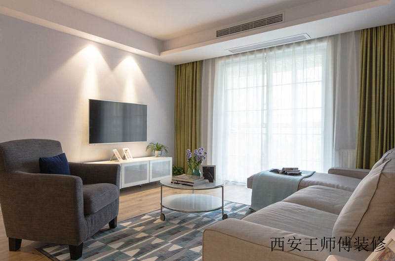 清新北欧客厅窗帘装饰设计