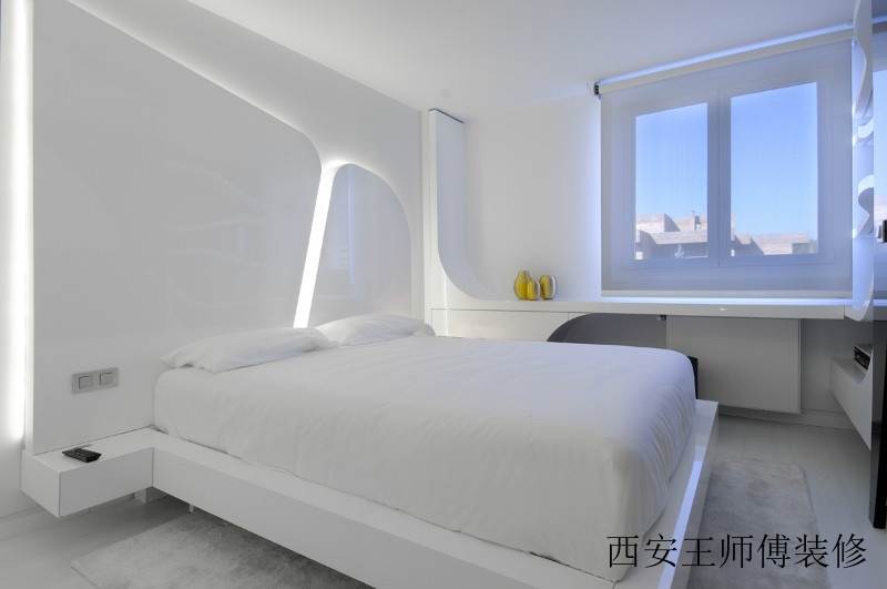 纯白现代简约卧室背景墙设计