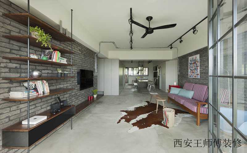 后现代工业风公寓室内装修图