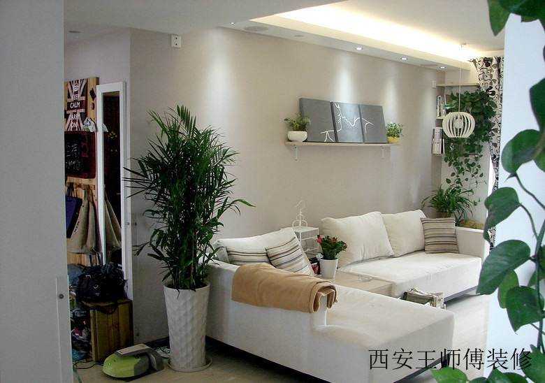 清新简约宜家客厅白色沙发装饰效果图