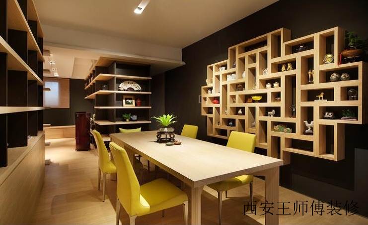 日式风格餐厅创意博古架设计装修图