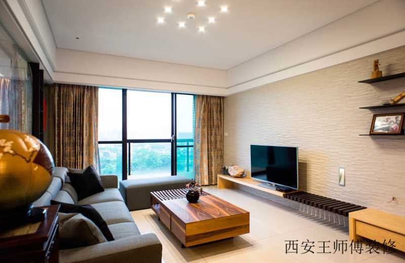 时尚现代日式混搭客厅硅藻泥电视背景墙装饰图