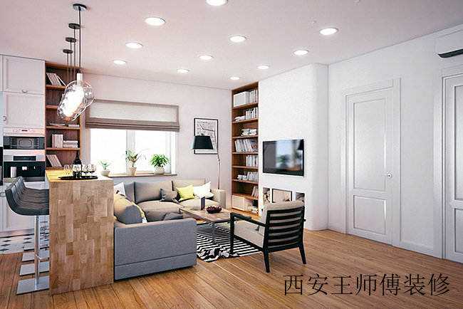 简洁时尚北欧家庭客厅吧台设计图