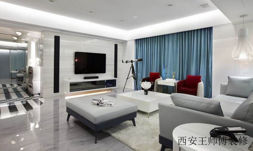 唯美简约客厅窗帘装饰图