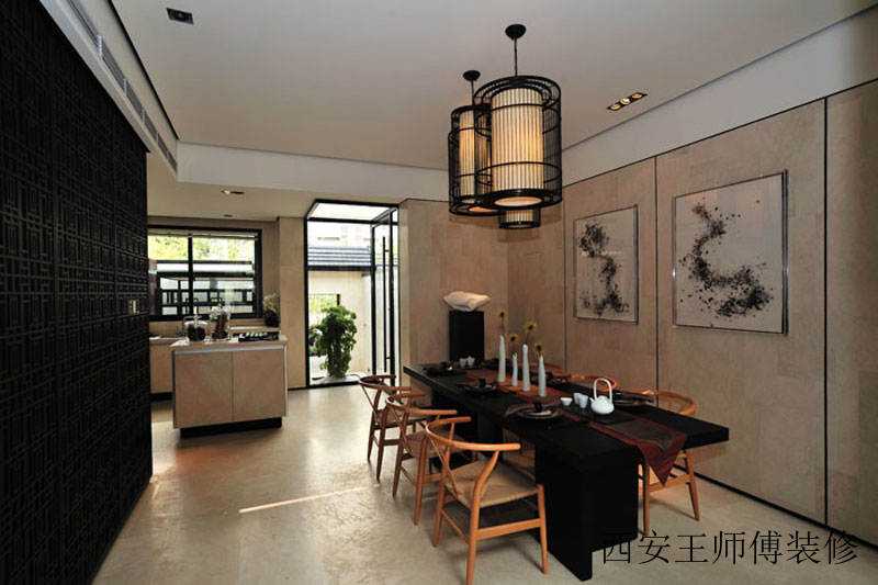 儒雅新古典餐厅背景墙效果图