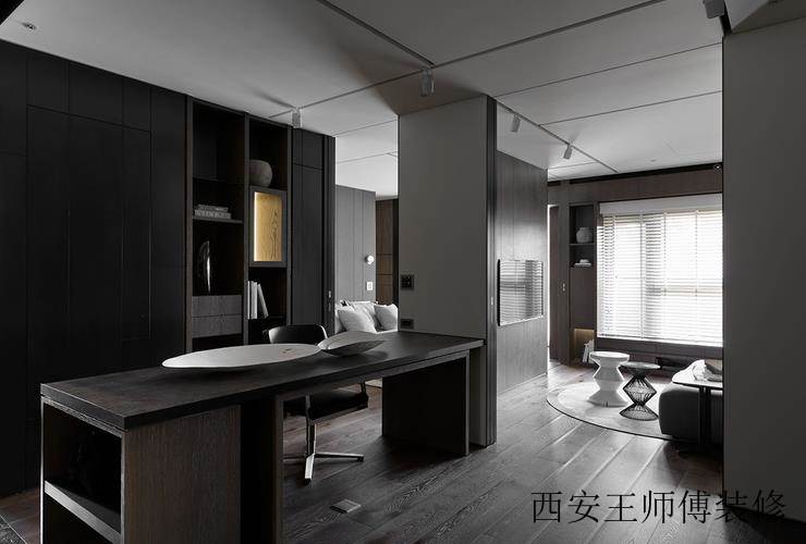 摩登黑色调后现代风一居家装图