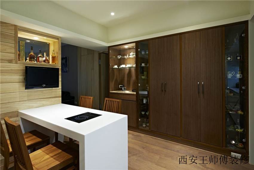 现代简约设计餐厅餐边实木收纳柜装饰效果图