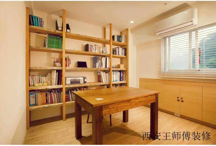 复古简中式风格实木书房装修效果图