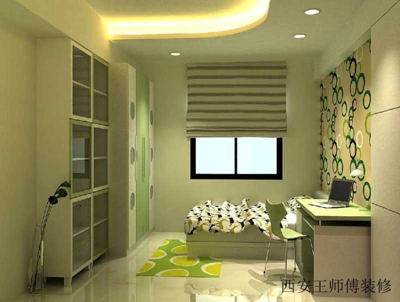 绿色小清新次卧效果图