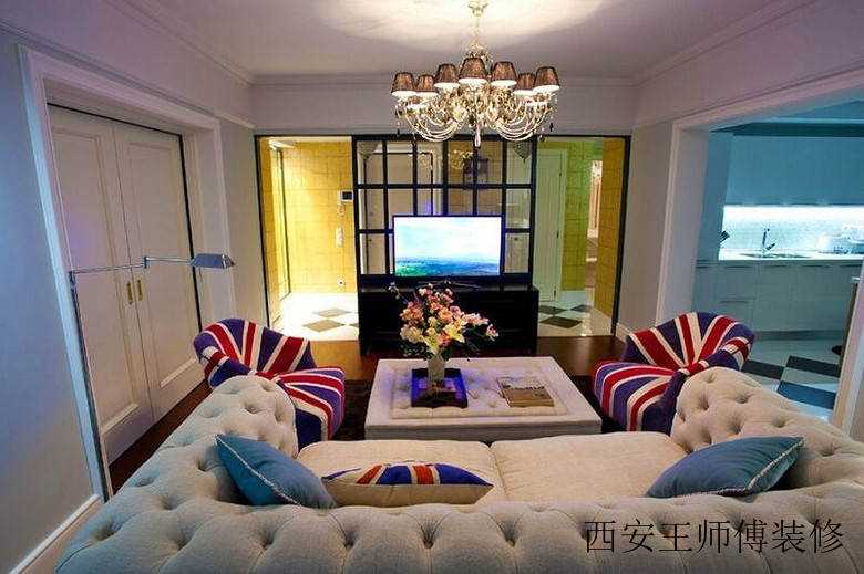 英式小资情调简欧客厅软装装饰效果图