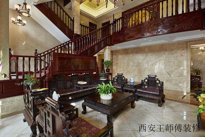 豪华大气古典中式别墅室内隔断装饰设计图