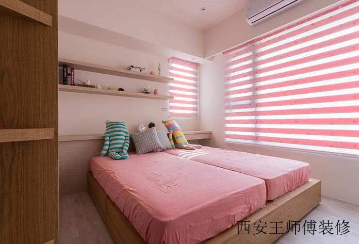粉色可爱日式儿童房窗帘装饰效果图
