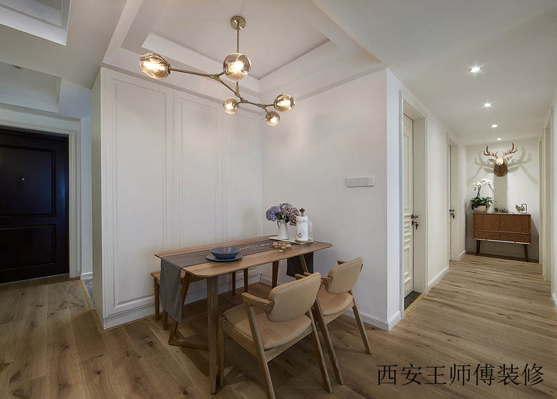 自然木质北欧风格餐厅地板设计效果图